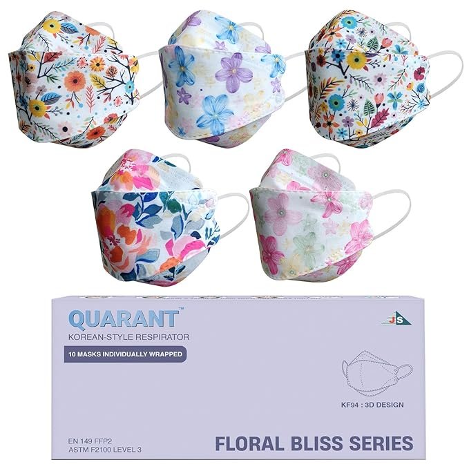 QUARANT Dual Meltblown Fabric KF94 Korean Style Designer Face Mask with Nose Clip