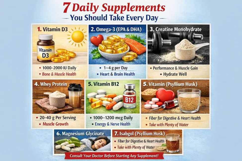 You are currently viewing 7 Daily Supplements That Can Transform Your Health (Backed by Science)