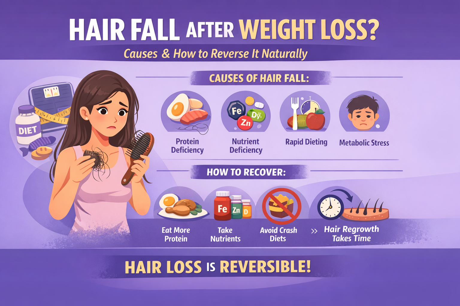You are currently viewing Hair Fall After Weight Loss: Causes, Science & How to Reverse It Naturally
